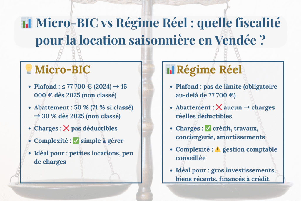 comparatif micro-BIC régime réel fiscalité location saisonnière Vendée