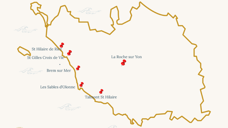 Carte des communes concernées par le changement d’usage en Vendée